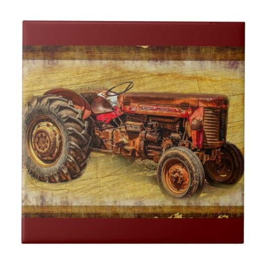Carreau Tracteur rouge antique (Devant)