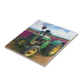 Carreau Tracteur vert en Tulip Field, Oregon (Côté)