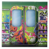 Carreau Train de métro graffiti vert (Devant)