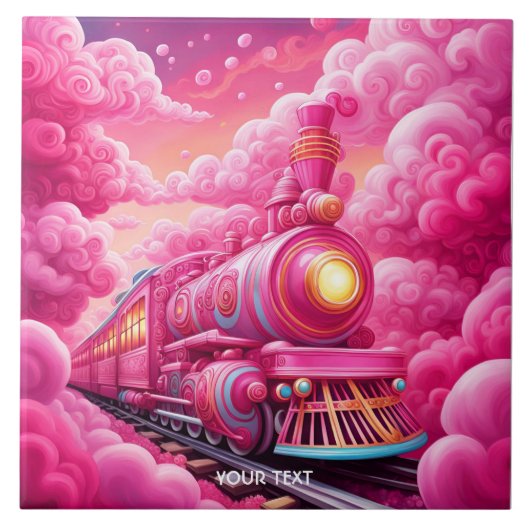 Carreau Train Imaginaire Vif Nuages Roses (Devant)