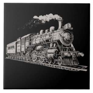 Carreau Train Vintage Graphisme Croquis Retro Steam
