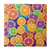 Carreau Tranches d'agrumes multicolores Abstraites (Devant)
