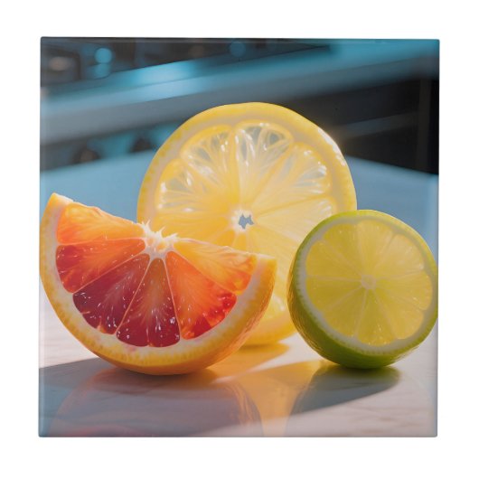 Carreau Tranches de Citron Vibrantes Grapefruit Citron Ver (Devant)