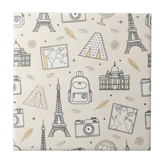 Carreau Travel Doodle Seamless Pattern (Devant)