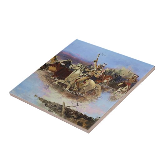 Carreau "Traverser la rivière" par Charles M Russell (Côté)