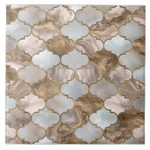 Carreau Trellis marocain Marbre blanc et or (Devant)