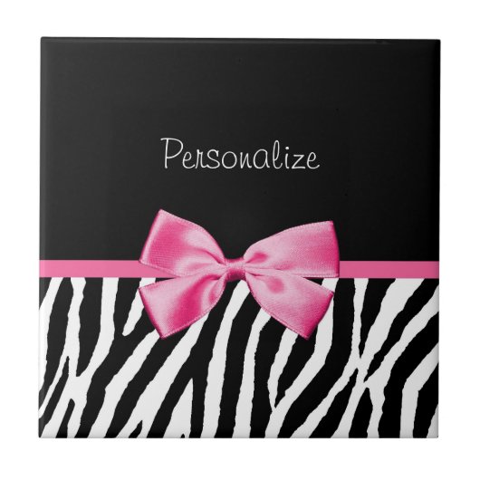 Carreau Trendy Black And White Zebra Print Rose Ribbon (Devant)
