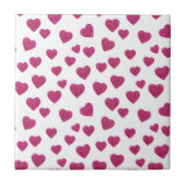 Carreau Trendy Valentine Pink Glitter Hearts on White (Devant)