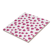 Carreau Trendy Valentine Pink Glitter Hearts on White (Côté)