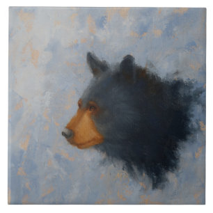 Carreau Trépied en céramique d'ours noir