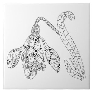 Carreau Trépied/tuile en céramique de fleur de Listakora