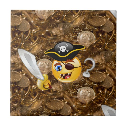 Carreau trésor pirate emoji (Devant)