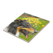 Carreau Tri Collie N. Tulips Tile Trivet (Côté)