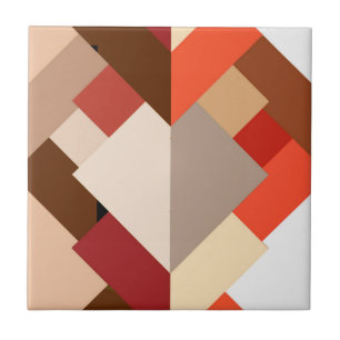 Carreau Triangles Abstraits modernes, Brown, Taupe et Oran