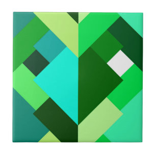 Carreau Triangles Abstraits modernes, Emerald Green et Aqu
