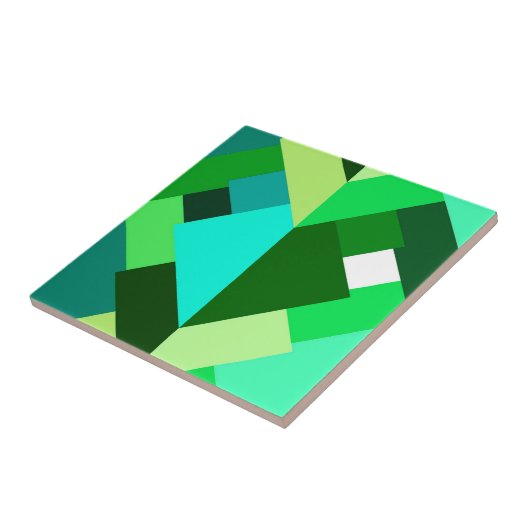 Carreau Triangles Abstraits modernes, Emerald Green et Aqu (Côté)