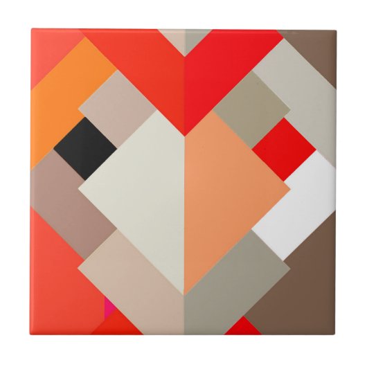 Carreau Triangles Abstraits modernes, orange, Fuchsia et g (Devant)