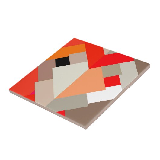 Carreau Triangles Abstraits modernes, orange, Fuchsia et g (Côté)
