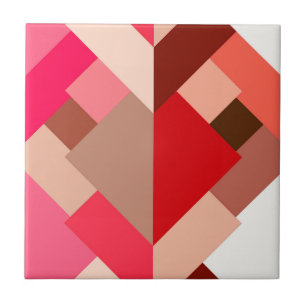 Carreau Triangles Abstraits Modernes, Rouge Corail et Rose