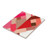Carreau Triangles Abstraits Modernes, Rouge Corail et Rose (Côté)