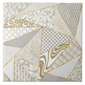 Carreau Triangles blancs d'or moderne Motif géométrique (Devant)