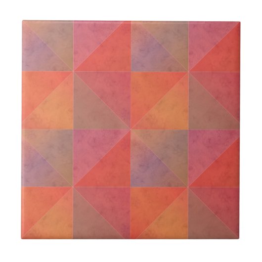 Carreau Triangles d'aquarelle géométriques orange rose rou (Devant)