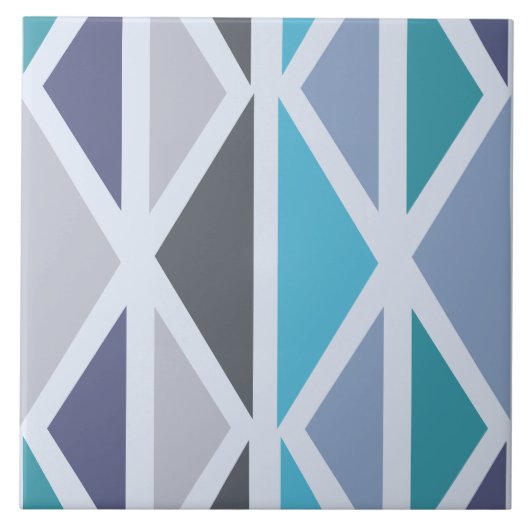 Carreau Triangles d'art géométrique rétro gris turquoise (Devant)