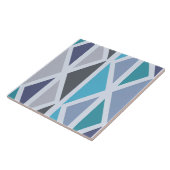 Carreau Triangles d'art géométrique rétro gris turquoise (Côté)