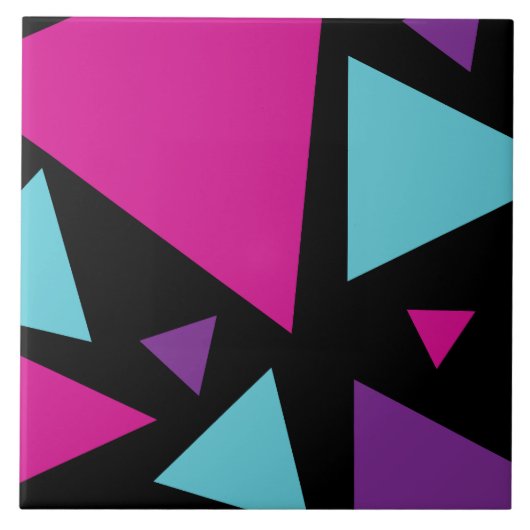 Carreau Triangles en rose, violet, bleu et noir (Devant)