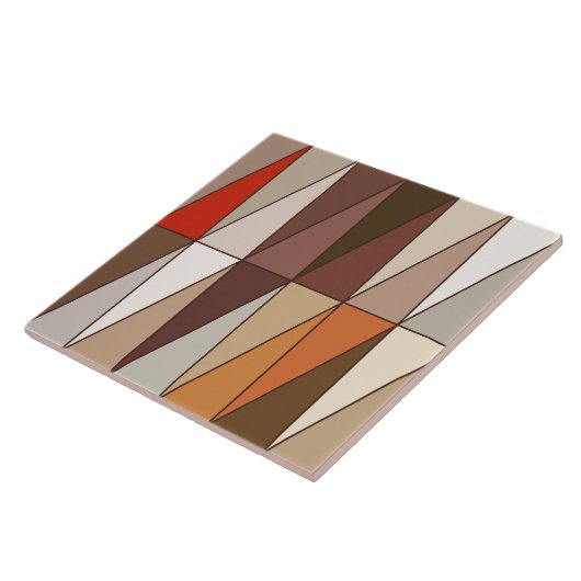 Carreau Triangles géométriques, beige, brun, rouge, or (Côté)