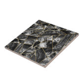 Carreau Triangles géométriques d'agate d'or blanc noir de (Côté)