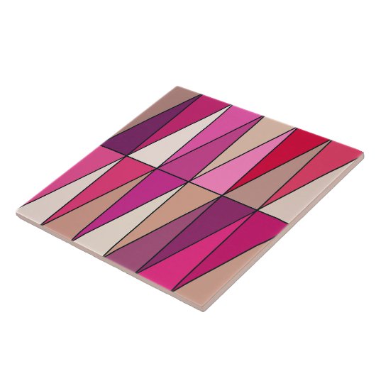 Carreau Triangles géométriques modernes, violet, rose et b (Côté)
