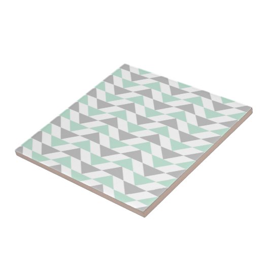 Carreau Triangles géométriques Motif blanc gris vert (Côté)
