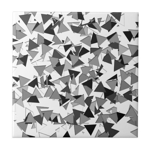 Carreau Triangles géométriques noires, grises, et blanches (Devant)
