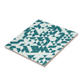 Carreau Triangles géométriques verts modernes (Côté)