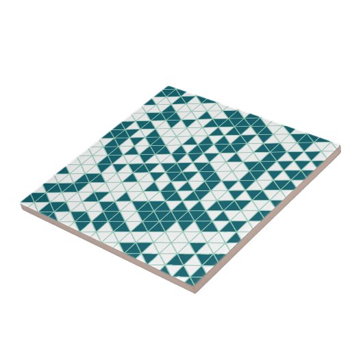 Carreau Triangles géométriques verts modernes (Côté)