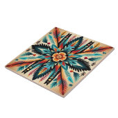 Carreau Tribal Aztec motif géométrique orange abstrait (Côté)