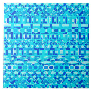 Carreau Tribal Batik - bleu turquoise, aqua et cobalt
