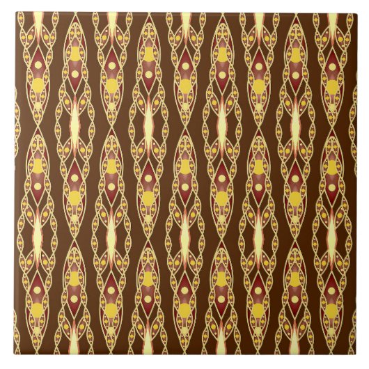 Carreau Tribal Batik - Chocolat Brown et beige (Devant)