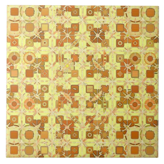 Carreau Tribal Batik - jaune doré, brun et bronzé (Devant)