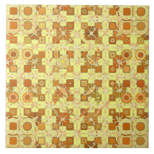 Carreau Tribal Batik - jaune or, marron et tan