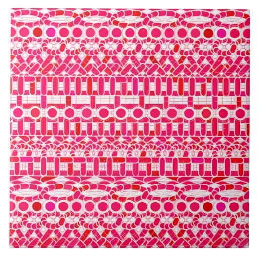 Carreau Tribal Batik - Rouge profond, marron et blanc (Devant)