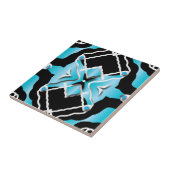 Carreau Tribal Contemporary Turquoise Noir Blanc Motif (Côté)