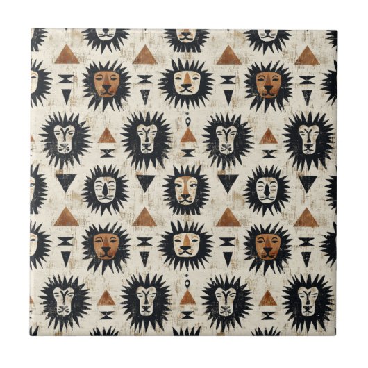 Carreau Tribal Lion Safari Pattern (Devant)