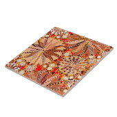 Carreau Tribal Mandala Print, Brown, beige et rouge (Côté)