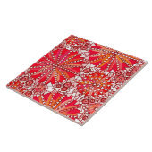 Carreau Tribal Mandala Print, Coral rouge et blanc (Côté)
