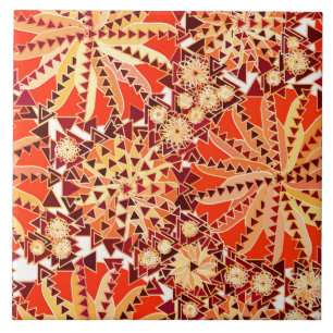 Carreau Tribal Mandala Print, rouille orange et Brown