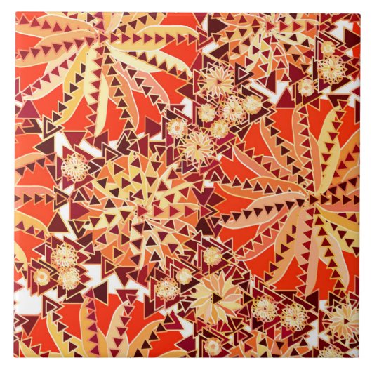 Carreau Tribal Mandala Print, rouille orange et Brown (Devant)