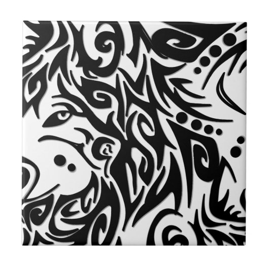 Carreau Tribal noir Abstrait (Devant)