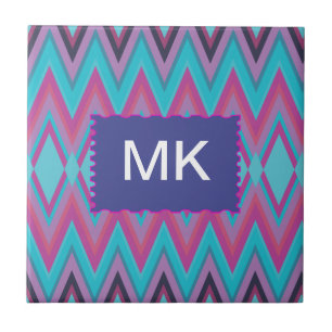 Carreau Tribal pourpre et Aqua